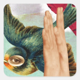 Auge des Betrachters, Abstraktes digitales Collage Quadratischer Aufkleber