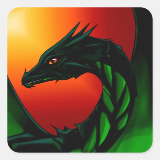 Auge des Drachen Quadratischer Aufkleber (Vorderseite)