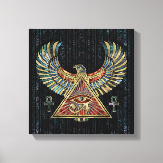 Auge des Horus - Wadjet Gemstone und Gold Leinwanddruck (Vorderseite)