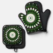 Auge des weißen Magnolien Ofenhandschuh & Topflappen-Set (Vorderseite/Rückseite)