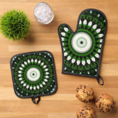 Auge des weißen Magnolien Ofenhandschuh & Topflappen-Set (Oben Unten)