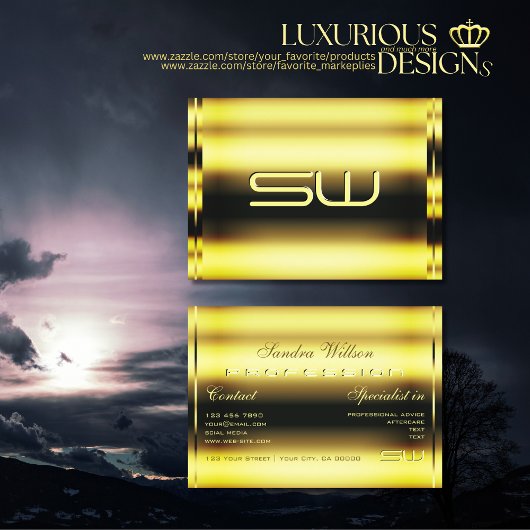 Auge Fangen Schimmergolden und Imitate 3D Monogram Visitenkarte