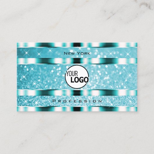 Auge fängt Aquamarine Glitzer-Sparkle-Stars und -L Visitenkarte (Vorderseite)