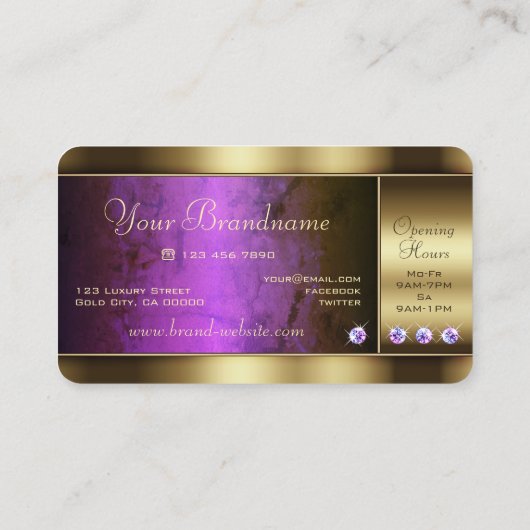 Auge fängt Gold mit Lila Marmor und Diamanten Visitenkarte (Rückseite)