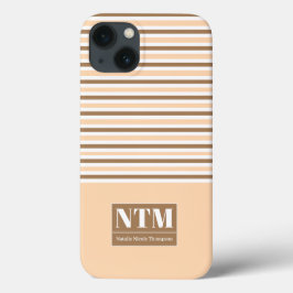 Auge fängt große weiße Initialen Strippes Beige Case-Mate iPhone Hülle