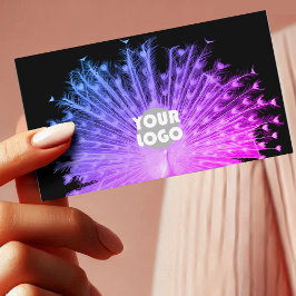 Auge fängt Lila rosa Farbenpfau und Logo Visitenkarte