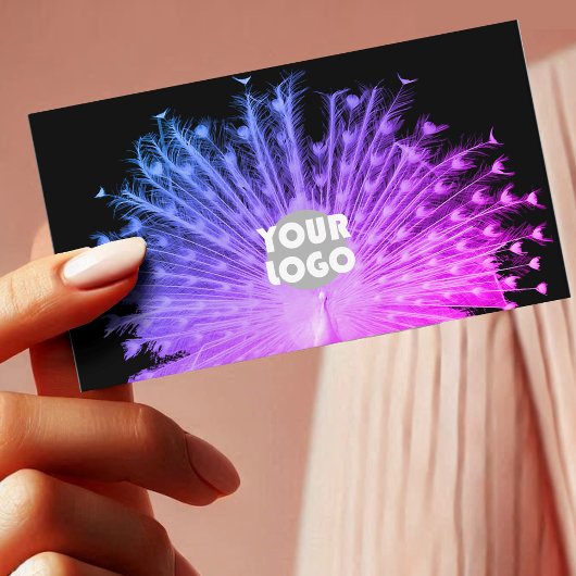 Auge fängt Lila rosa Farbenpfau und Logo Visitenkarte