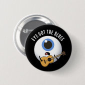 Auge Got Blues Funny Eyeball Music Puff Dark BG Button (Vorne & Hinten)