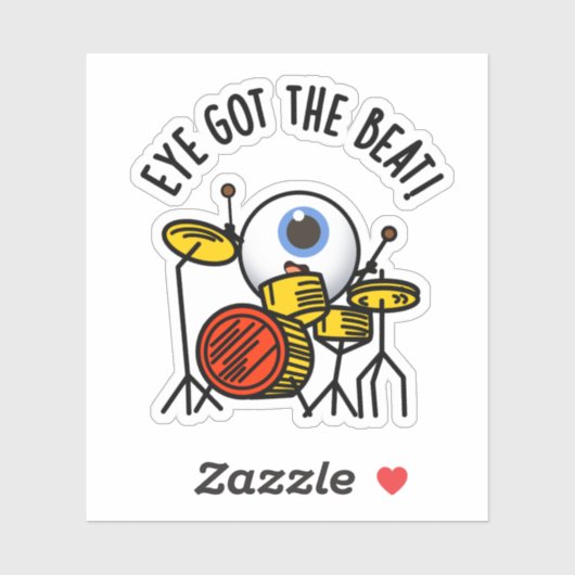 Auge Got den beat Funny Drummer Puff Aufkleber (Blatt)