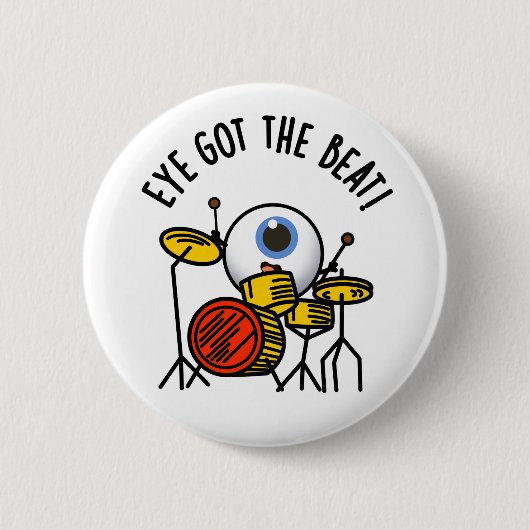 Auge Got den beat Funny Drummer Puff Button (Vorderseite)