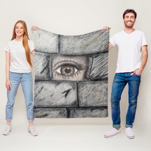 "Auge hinter der Mauer" Fleecedecke (Beispiel)