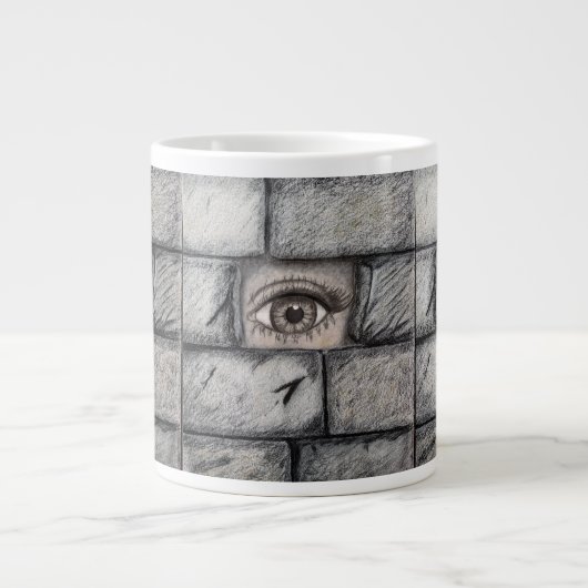 "Auge hinter der Mauer" Jumbo-Tasse (Vorderseite)