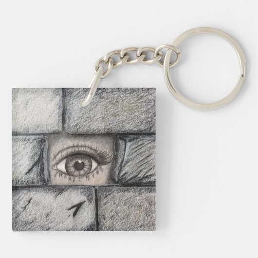 "Auge hinter der Mauer" Schlüsselanhänger (Rückseite)