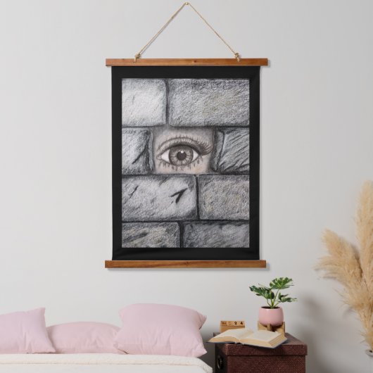 "Auge hinter der Mauer" Wandteppich Mit Holzrahmen (Schlafzimmer)