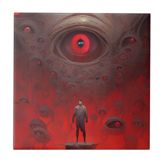 Auge Kreaturen Surrealer Horror Kunst Fliese (Vorderseite)