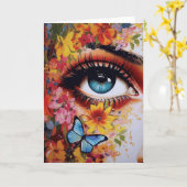 Auge mit Blume und Schmetterling Karte (Gelbe Blume)