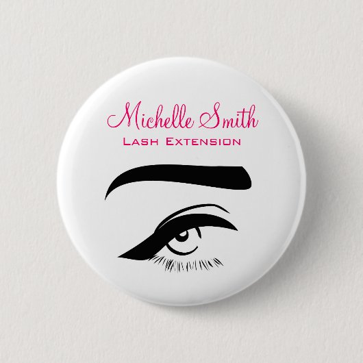 Auge mit Eyeliner-Wimpernverlängerungs-Branding Button (Vorderseite)
