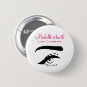 Auge mit Eyeliner-Wimpernverlängerungs-Branding Button (Vorne & Hinten)