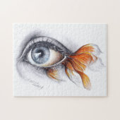Auge mit Goldfisch Schwanz Surreal zeichnend Kunst Puzzle (Horizontal)
