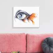 Auge mit Schwanz Surreal zeichnend Kunst Leinwanddruck (Insitu (Wohnzimmer))