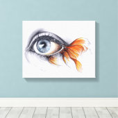 Auge mit Schwanz Surreal zeichnend Kunst Leinwanddruck (Insitu (Holzboden))