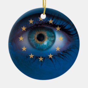 Auge schaut durch den Hintergrund des Konzepts der Keramikornament
