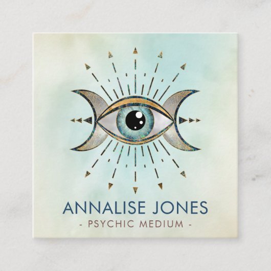 Auge - Triple Moon - Edelstein und Gold Quadratische Visitenkarte (Vorderseite)