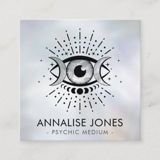 Auge - Triple Moon - Schwarz und Perle Quadratische Visitenkarte (Vorderseite)