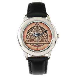 Auge von Horus Illuminati 666 Holzstil Armbanduhr