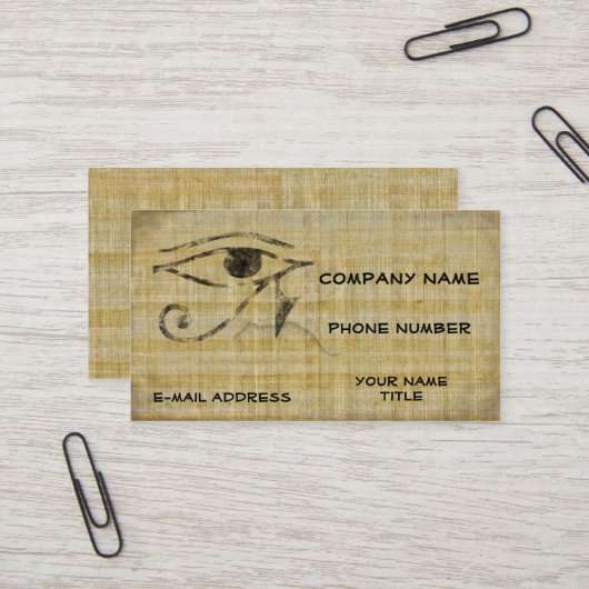 Auge von Horus - Papyrus Visitenkarte (Vorderseite/Rückseite Beispiel)