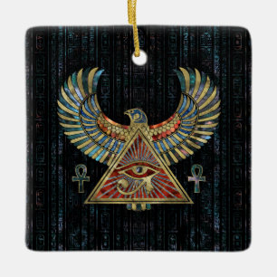Auge von Horus - Wadjet Edelstein und Gold Keramikornament