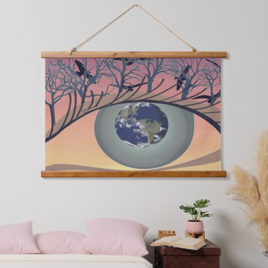 Augen auf der Welt, Erde und Umwelt Klima Wandteppich Mit Holzrahmen (Schlafzimmer)