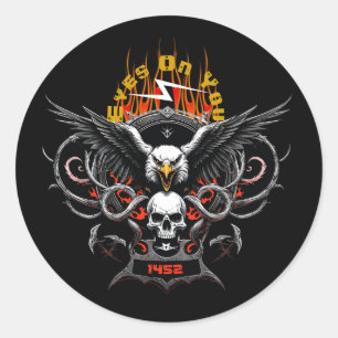 Augen auf euch Vierzehn zweiundfünfzig Metallgeste Runder Aufkleber
