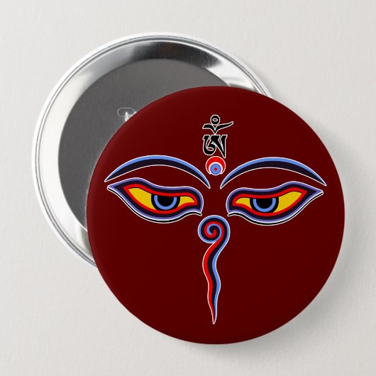 Augen der Weisheit Buddha - Augen des Bodhnath-Tem Button (Vorne & Hinten)