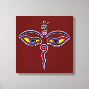 Augen der Weisheit Buddha - Augen des Bodhnath-Tem Leinwanddruck