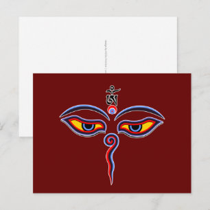 Augen der Weisheit Buddha - Augen des Bodhnath-Tem Postkarte