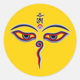 Augen der Weisheit Buddha - Augen des Bodhnath-Tem Runder Aufkleber