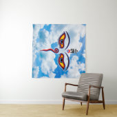 Augen der Weisheit Buddha - Augen des Bodhnath-Tem Wandteppich (Beispiel (Horizontal))