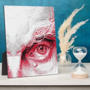 Augen des alten Bösen - Rote Warnung Fotoplatte