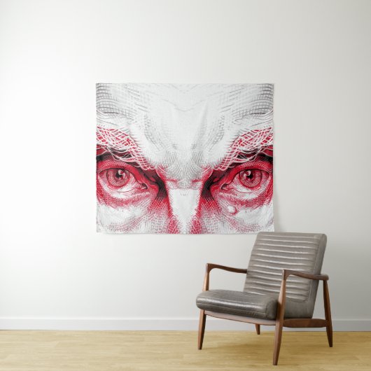 Augen des alten Bösen - Rote Warnung Wandteppich (Beispiel (Horizontal))