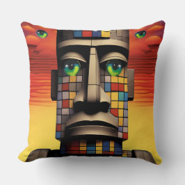 Augen des Moais Ken Gage Pop Surrealismus Kissen