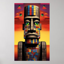 Augen des Moais Ken Gage Pop Surrealismus Poster