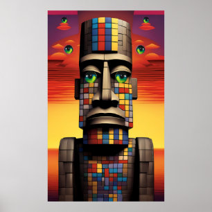 Augen des Moais Ken Gage Pop Surrealismus Poster
