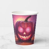 Augen, die Jack-o'-Laterne-Becher glühen Pappbecher (Rückseite)