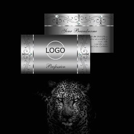 Augen, die silberne, gequetschte Juwelen mit Logo  Visitenkarte