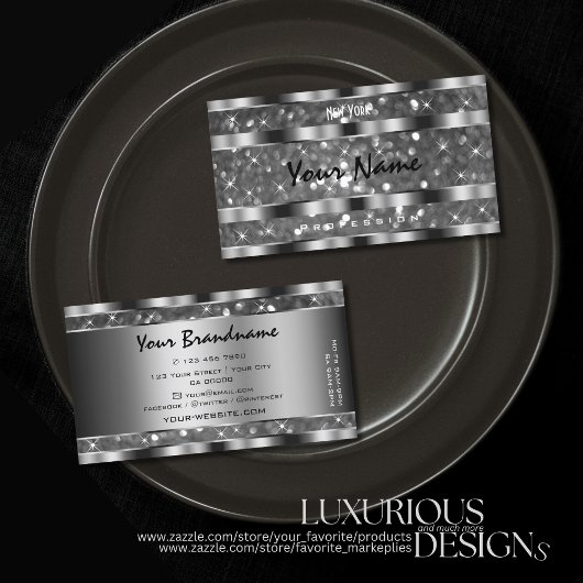 Augen Fangen Silber Glitzer Sparkle Stars Qualität Visitenkarte