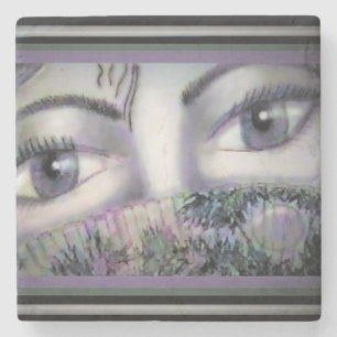 Augen hinter Orientalischer Lüfter Steinuntersetzer