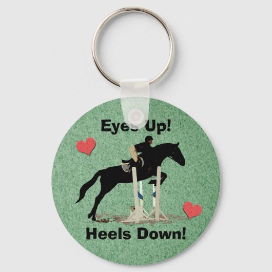 Augen hoch! Heels runter! Reitpferd Schlüsselanhänger (Vorderseite)