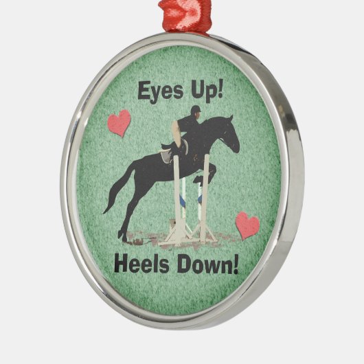 Augen hoch! Heels runter! Reitpferd Silbernes Ornament (Links)