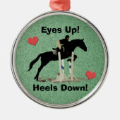 Augen hoch! Heels runter! Reitpferd Silbernes Ornament (Vorne)